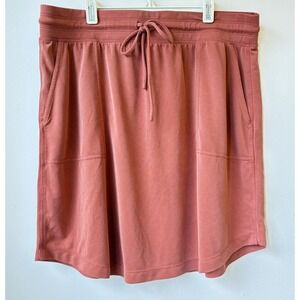 Lou & Grey For Loft Sand Washed Skirt Red Clay Dolphin Hem Drawstring Waist Soft